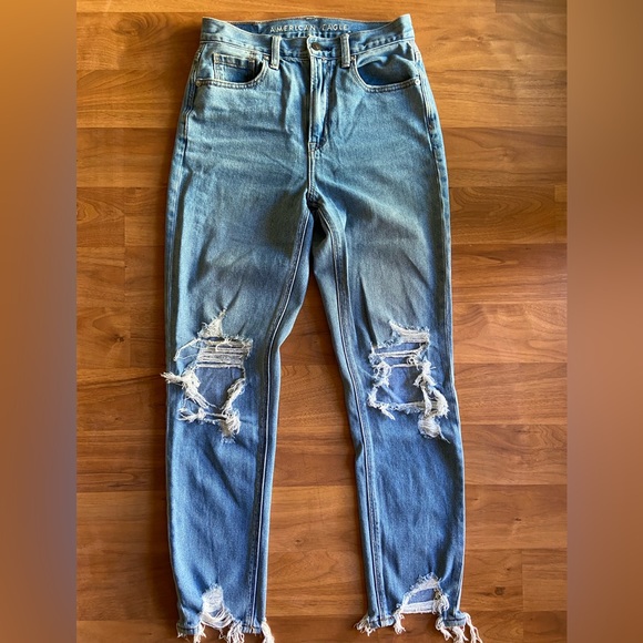 Blue High Waisted Distressed Denim Jeans Straight Leg in Women’s size 0 - Picture 6 of 6